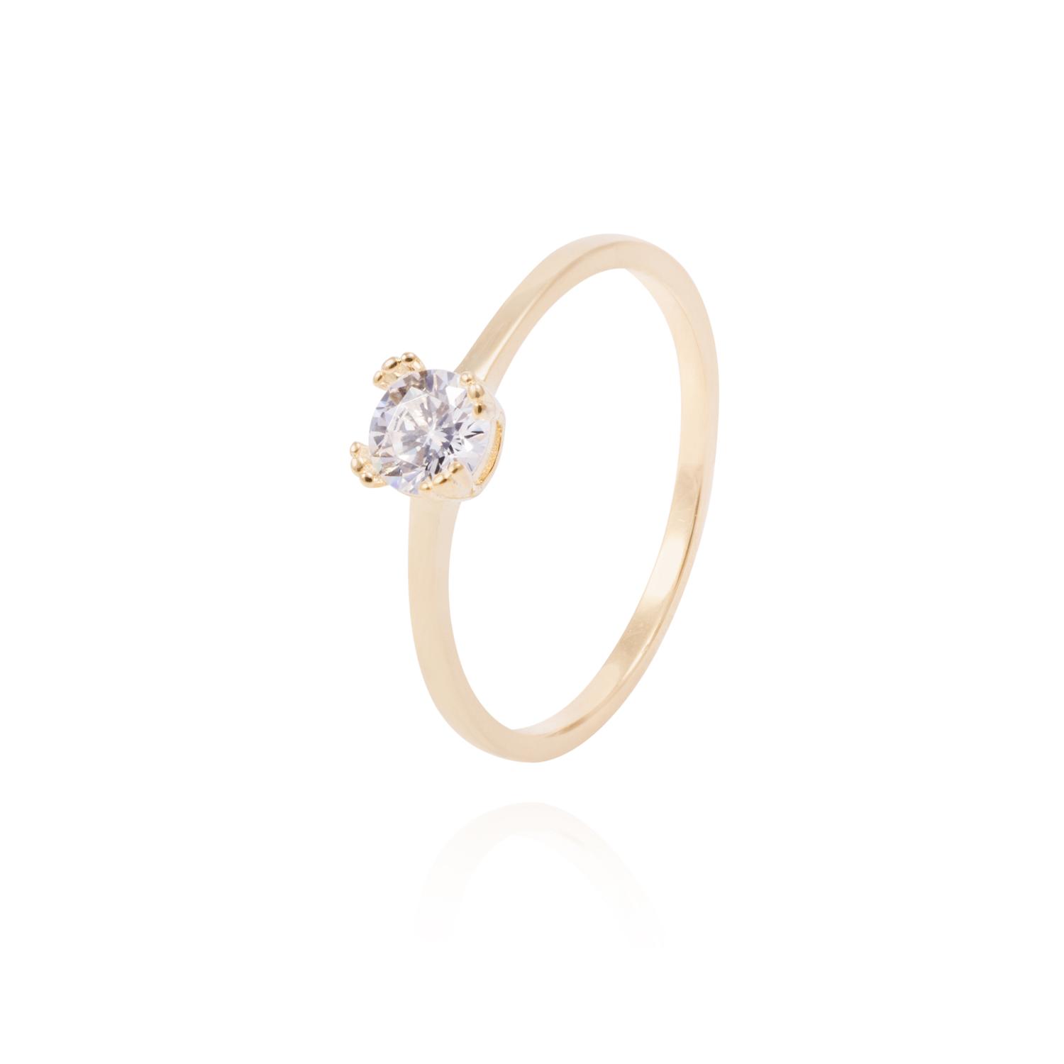 Anillo Revestido en Oro 18kt Solitario con Grifas Circon 1