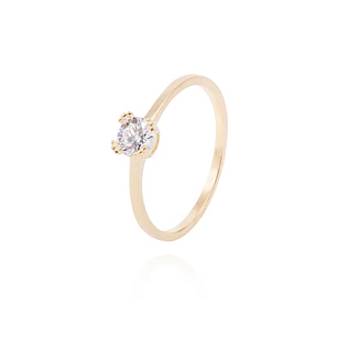 Anillo de Plata Esterlina Solitario con Grifas Circon Revestido en Oro 18kt