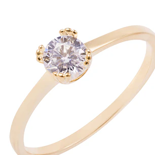 Anillo de Plata Esterlina Solitario con Grifas Circon Revestido en Oro 18kt