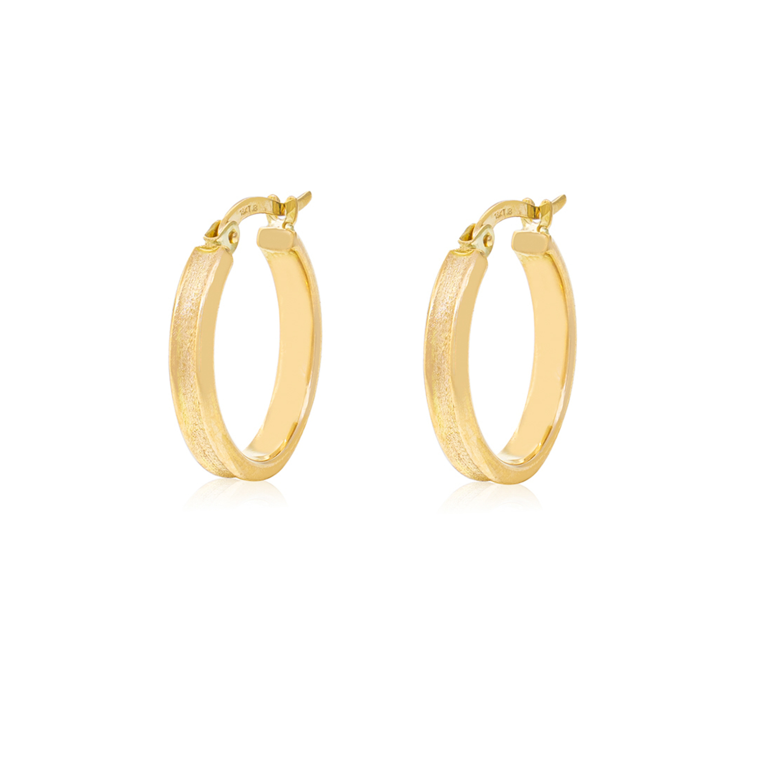 Aros de Oro 18kt Argollas Mediana Satinada 1