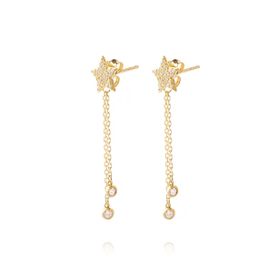 Aros de Oro 18kt Modelo Estrella Colgante