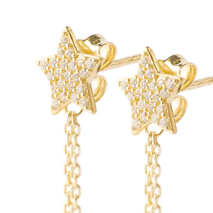 Aros de Oro 18kt Modelo Estrella Colgante