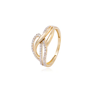 Anillo de Oro 18kt Entrelazado Circonita