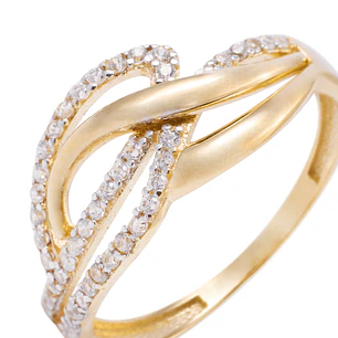 Anillo de Oro 18kt Entrelazado Circonita