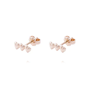 Aros Oro Miel 18kt Tres Corazón