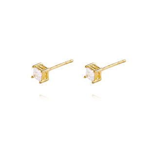 Aros de Oro 18kt Circonita 4x4mm