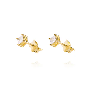 Aros de Oro 18kt Circonita 4x4mm