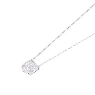 Colgante Oro Blanco 18kt Cuadrado y Líneas Circonitas