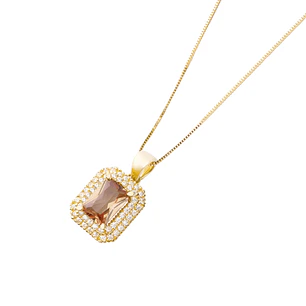 Colgante de Oro 18kt Topacio con Circones