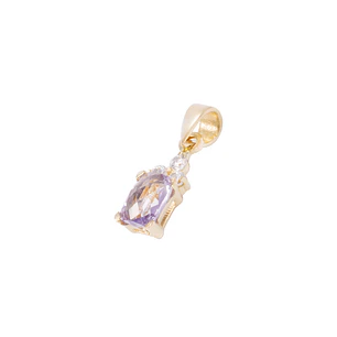 Colgante Oro Amarillo 18kt Amatista Cz Y Circonitas