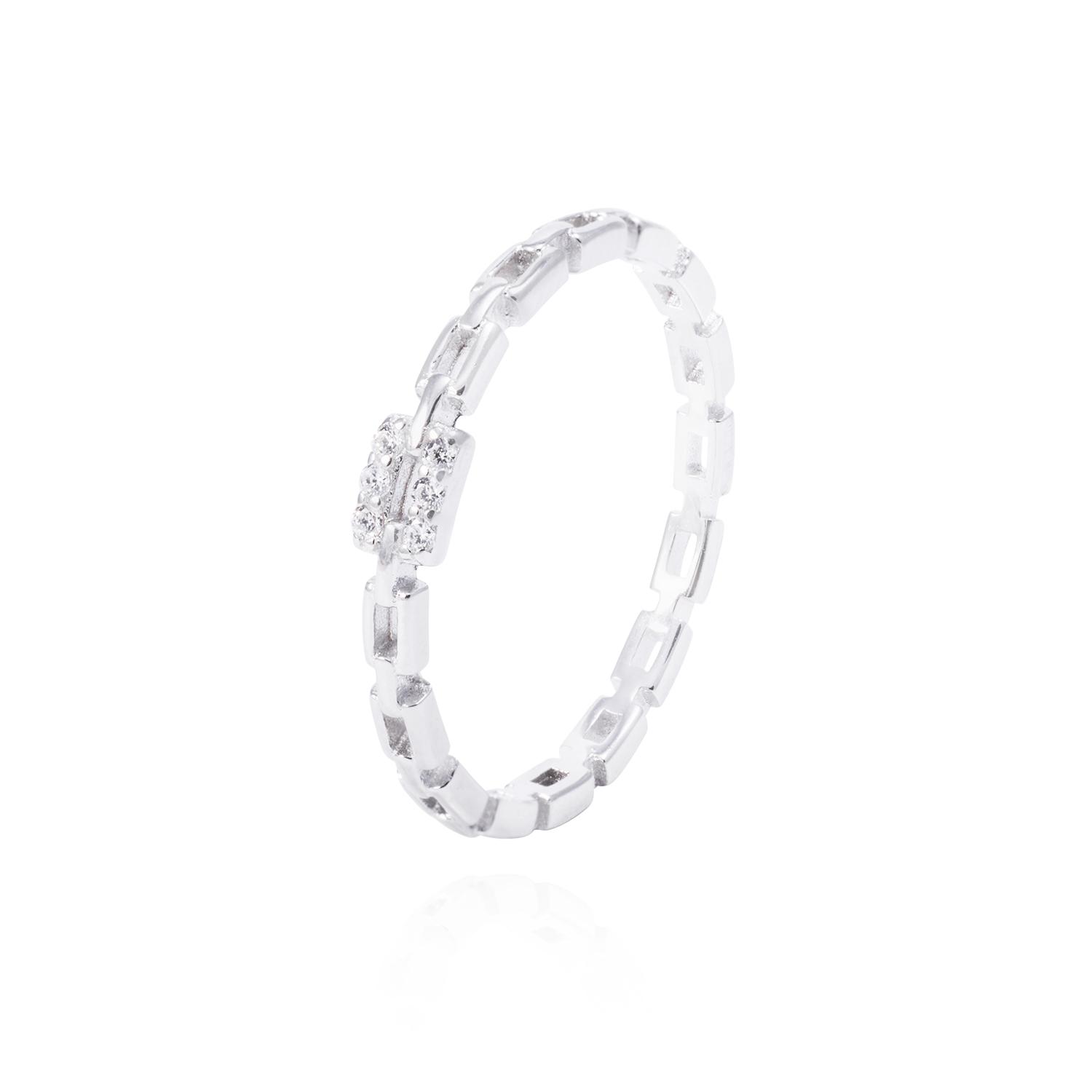 Anillo de Plata Esterlina Cadena con Circón 1