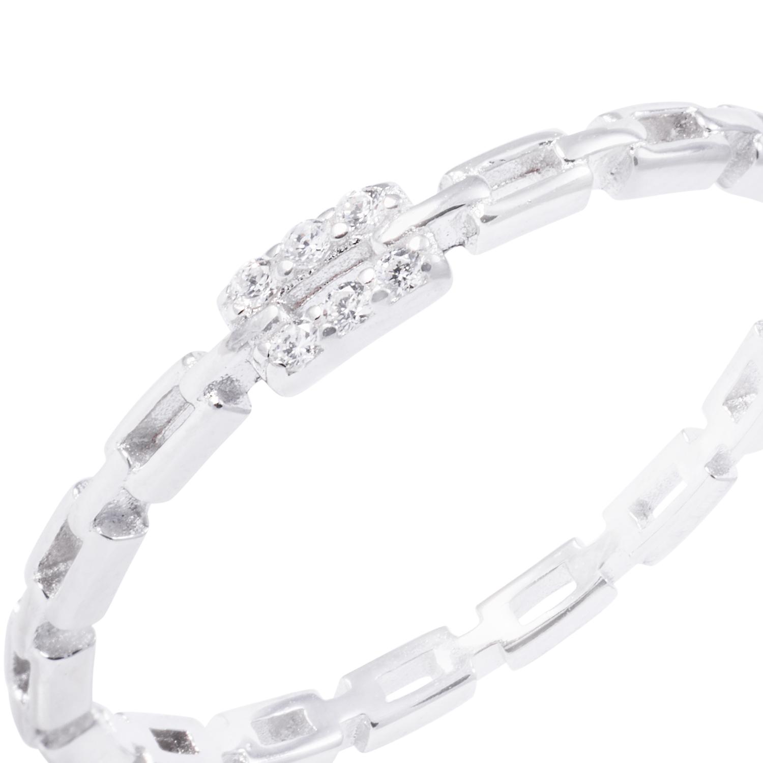 Anillo de Plata Esterlina Cadena con Circón 2