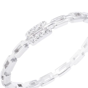 Anillo de Plata Esterlina Cadena con Circón