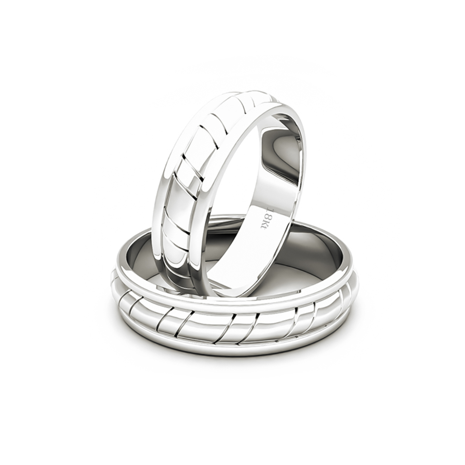 Par Argollas Matrimonio de Oro Blanco 18kt King 5,0mm 1