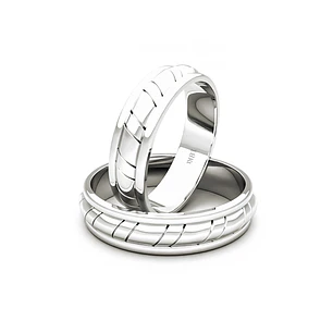 Par Argollas Matrimonio de Oro Blanco 18kt King 5,0mm