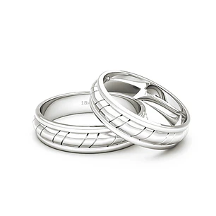 Par Argollas Matrimonio de Oro Blanco 18kt King 5,0mm