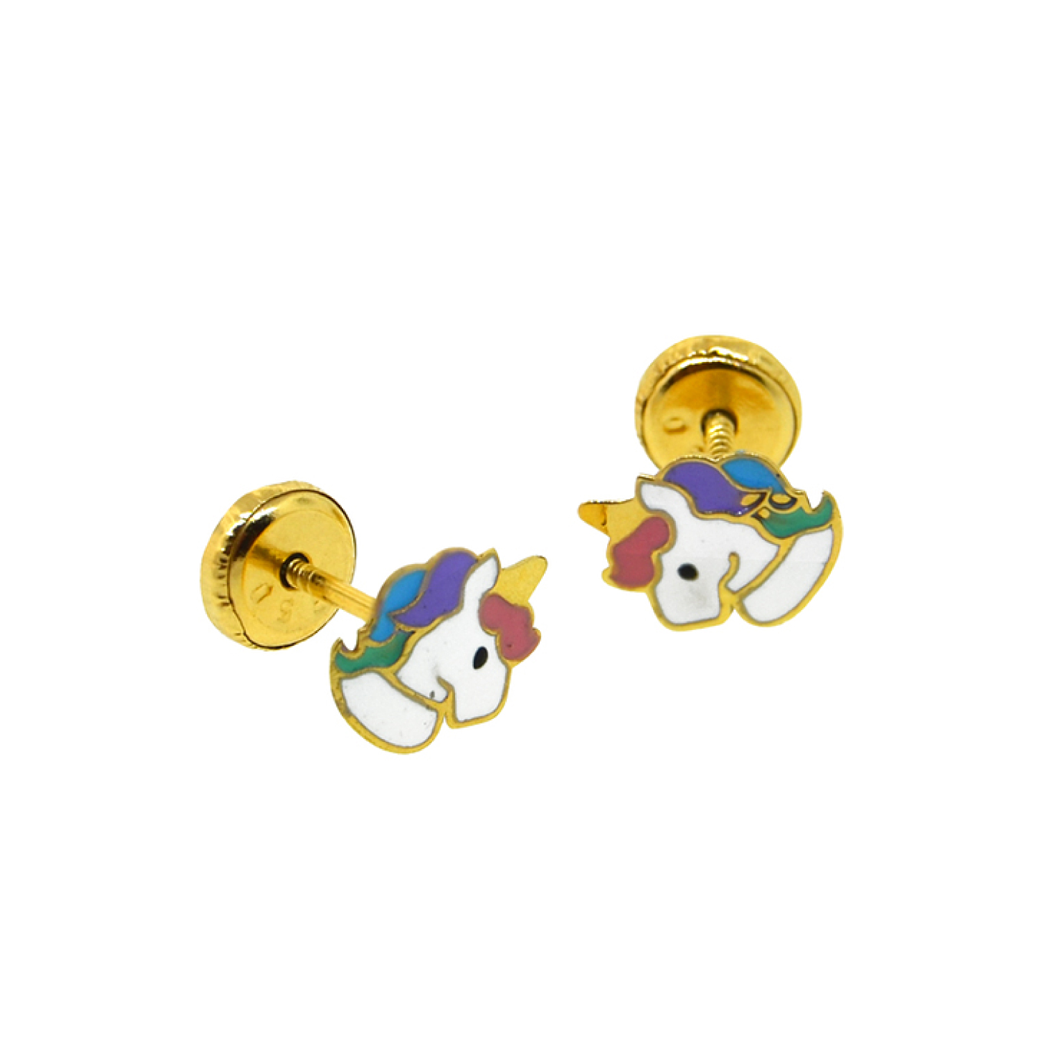 Aros de Oro 18kt Unicornio Esmaltado 2