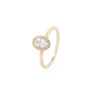 Anillo Compromiso de Oro 18Kt Circon Ovalado 4mm