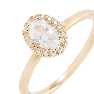 Anillo Compromiso de Oro 18Kt Circon Ovalado 4mm