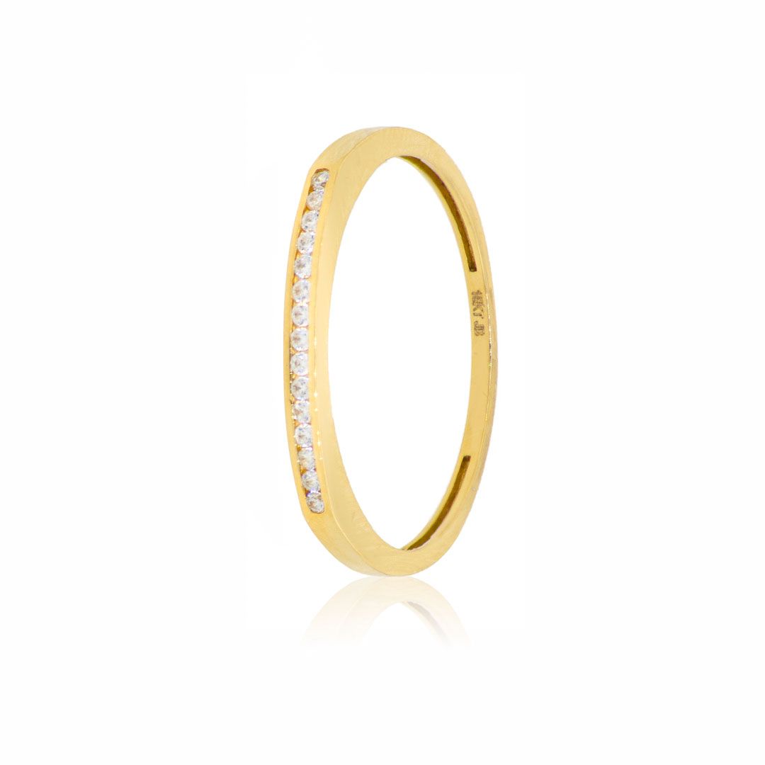Anillo Compromiso de Oro 18Kt Riel Circonita Simple 1