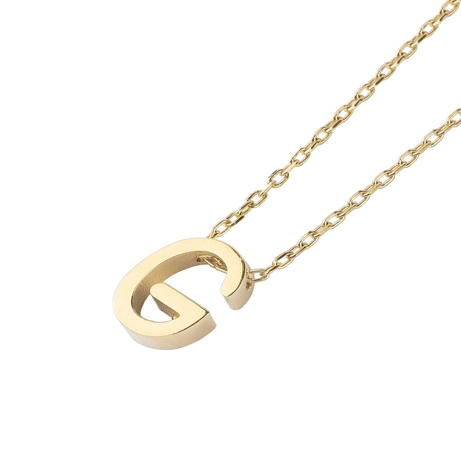 Collar de Plata Esterlina 925 Letra G Revestido en Oro 18kt 1