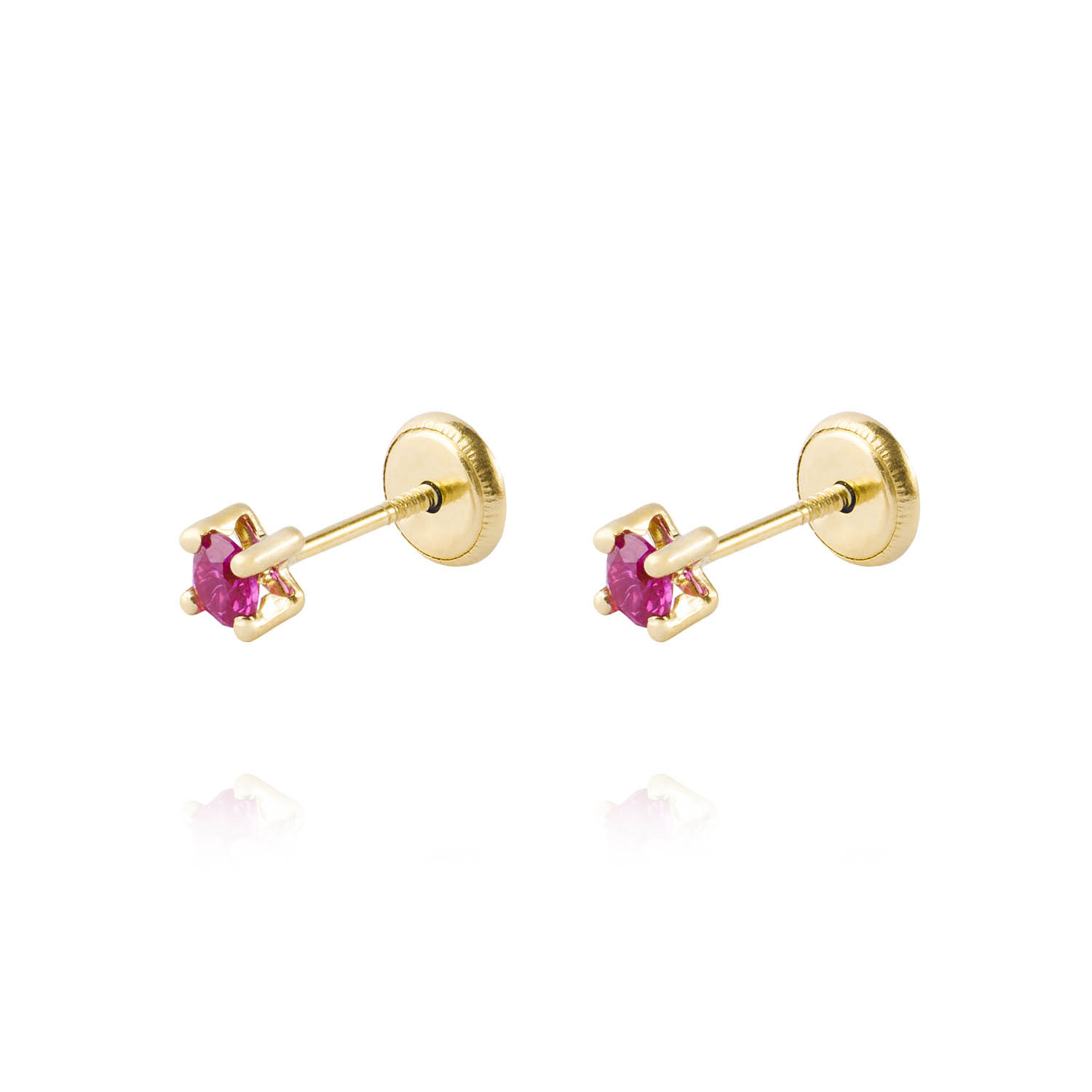 Aros de Oro 18kt Aros Piedra Rubí 3mm 1