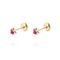 Aros de Oro 18kt Aros Piedra Rubí 3mm - Miniatura 1