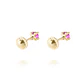 Aros de Oro 18kt Aros Piedra Rubí 3mm - Miniatura 3