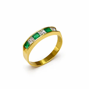 Anillo Oro Amarillo 18kt Circón Esmeralda