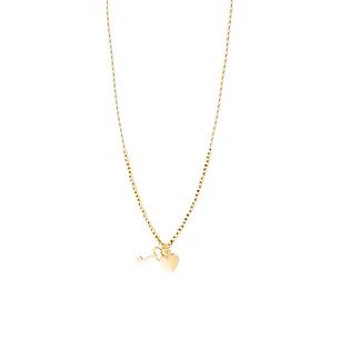 Collares de Oro 18kt Modelo Corazón y llave Colgante