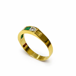 Anillo Oro Amarillo 18kt Circón Esmeralda