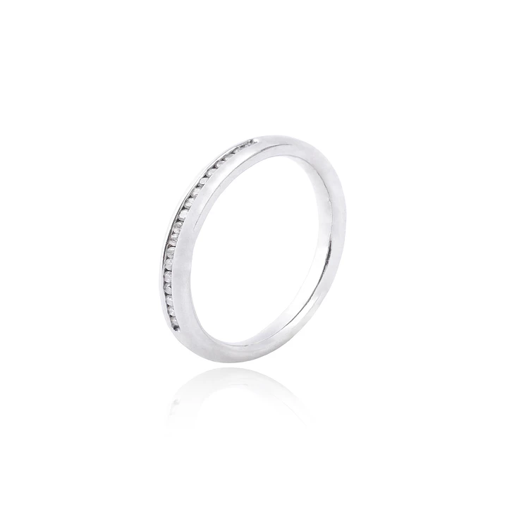 Anillo Oro Blanco 18kt Diamantes 12 Pts Corte Brillante SI/H 2