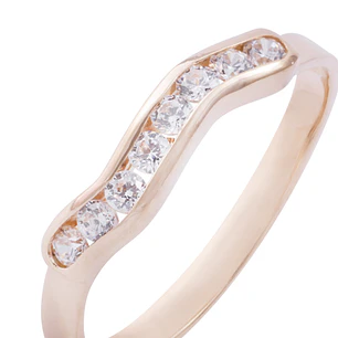 Anillo Oro Miel 18kt Reina Riel Circonitas
