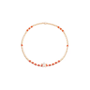 Pulsera de Plata Esterlina 925 Estrella naranja Bañado en Oro 14kt