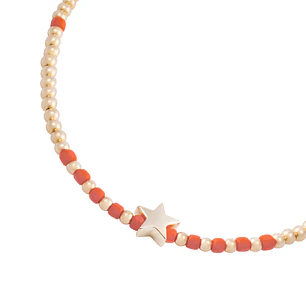 Pulsera de Plata Esterlina 925 Estrella naranja Bañado en Oro 14kt