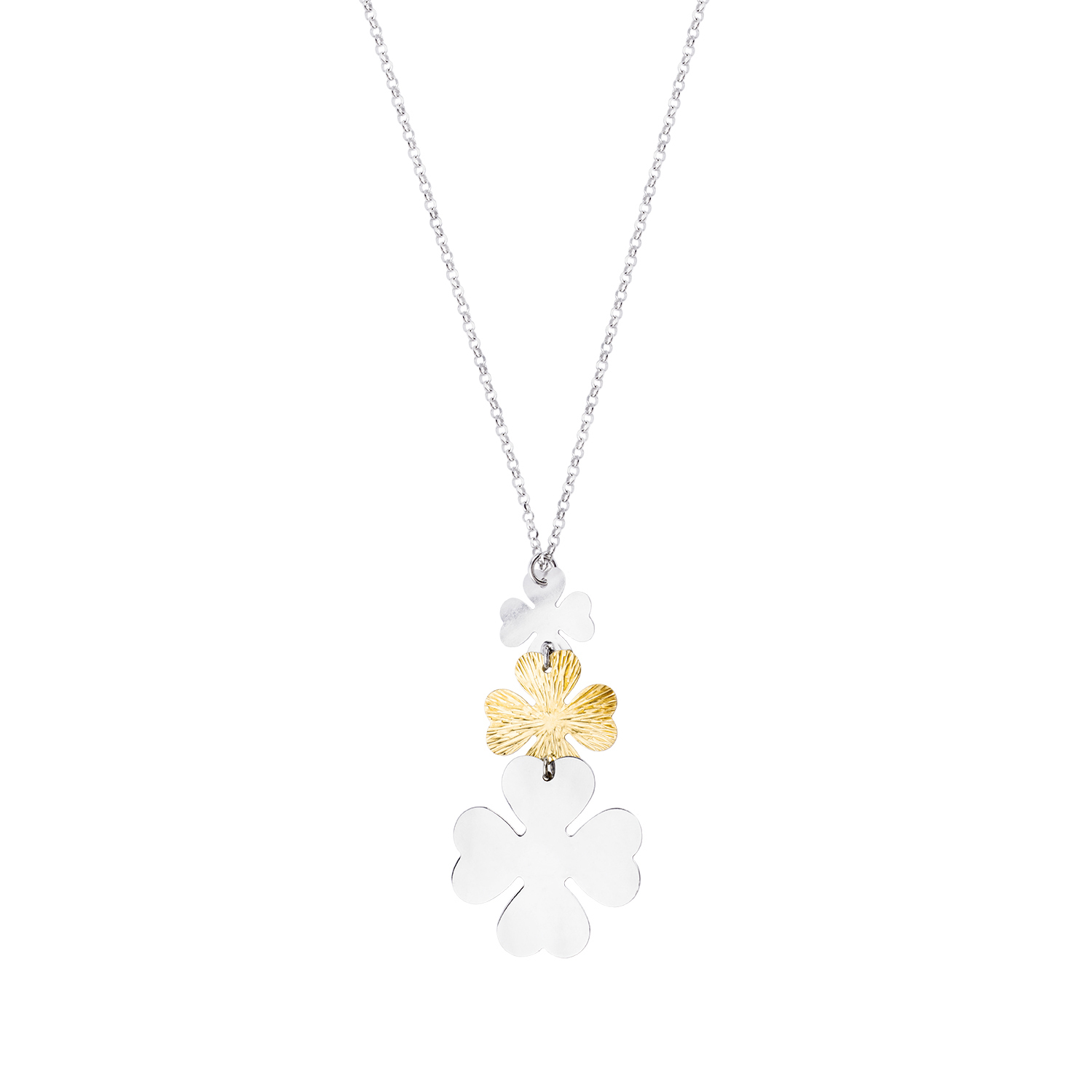 Collar de Plata Esterlina 925 Flores Bicolor 3