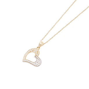 Colgante de Oro 18kt Corazón Bicolor Circonita