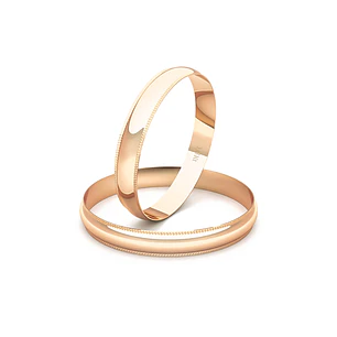 Par Argollas Matrimonio de Oro Miel 18kt Alexandrina de 3,0mm