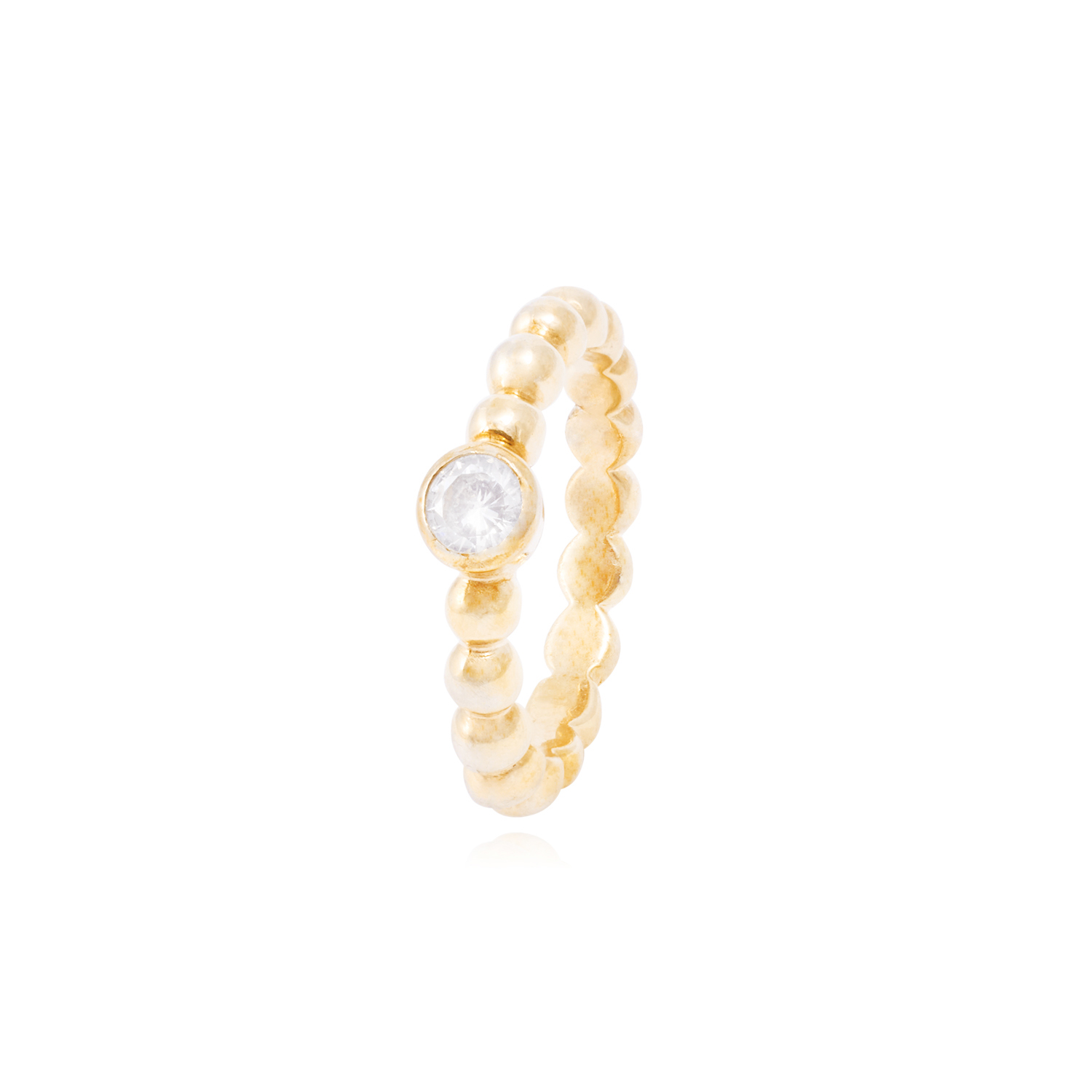 Anillo de Plata Esterlina 925 Bolita Circon Revestido en Oro 18kt 1