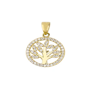 Colgante de Oro 18kt Arbol de la Vida en Circones