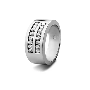 Anillo Oro Blanco 18kt Modelo Perfección 16 Diamantes 3pts