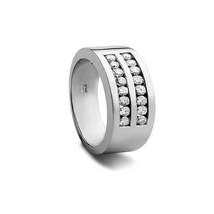 Anillo Oro Blanco 18kt Modelo Perfección 16 Diamantes 3pts