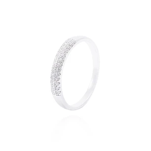 Anillo de Plata Esterlina Medio Cintillo doble con Circón