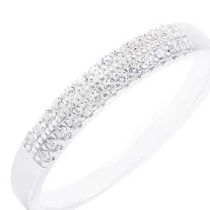 Anillo de Plata Esterlina Medio Cintillo doble con Circón