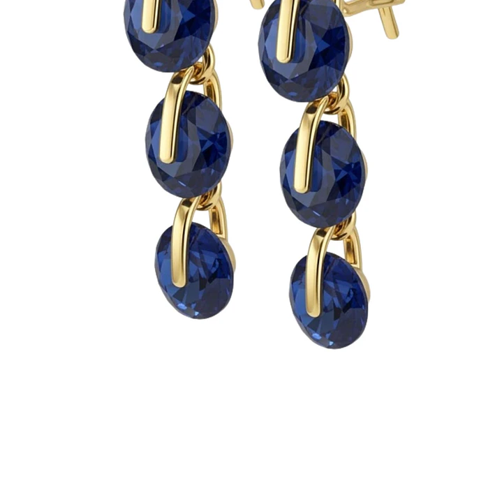Aros Oro Miel 18kt Cascada Zafiro Nocturno 3