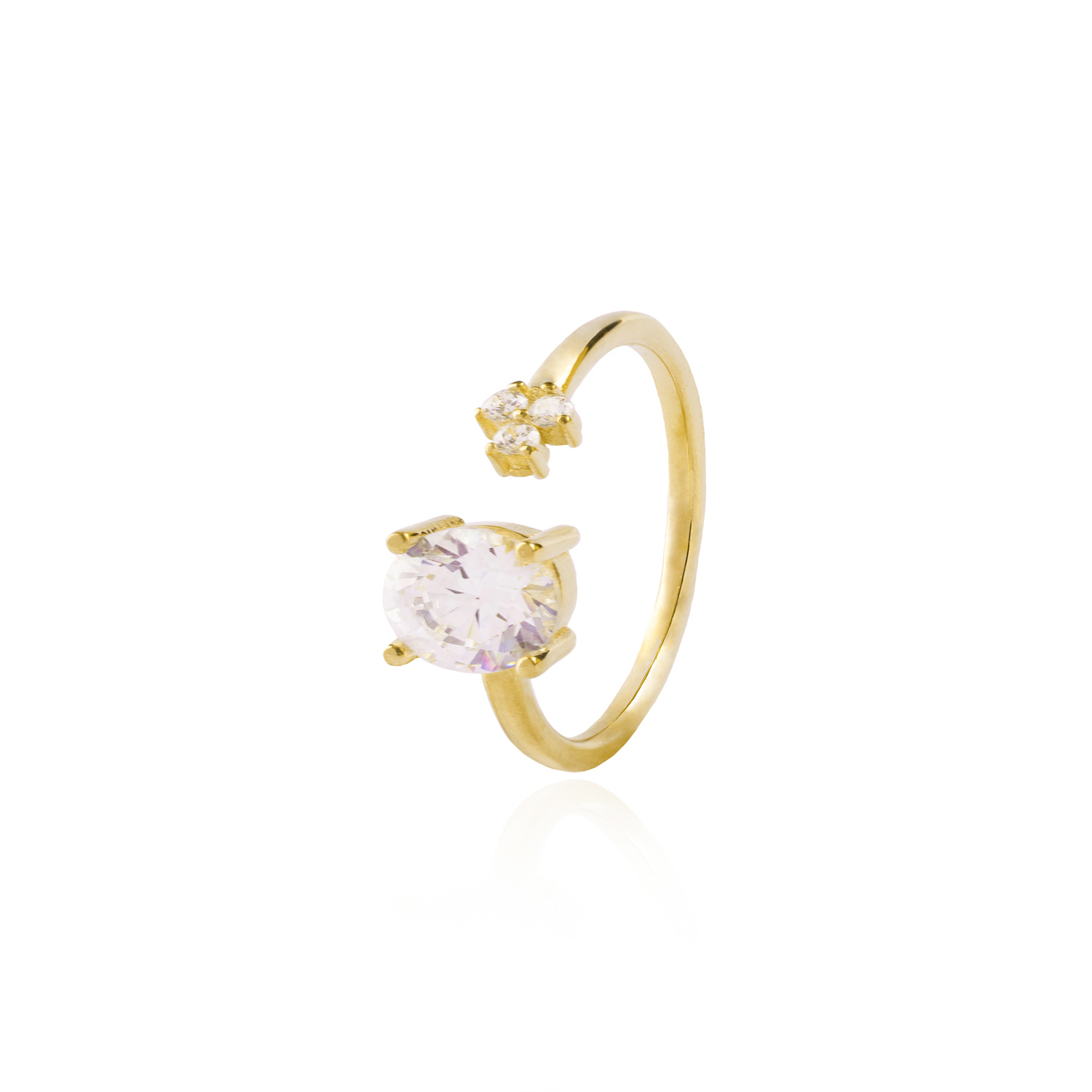 Anillo Oro Amarillo 18kt Abierto y Circonita 6mm 1