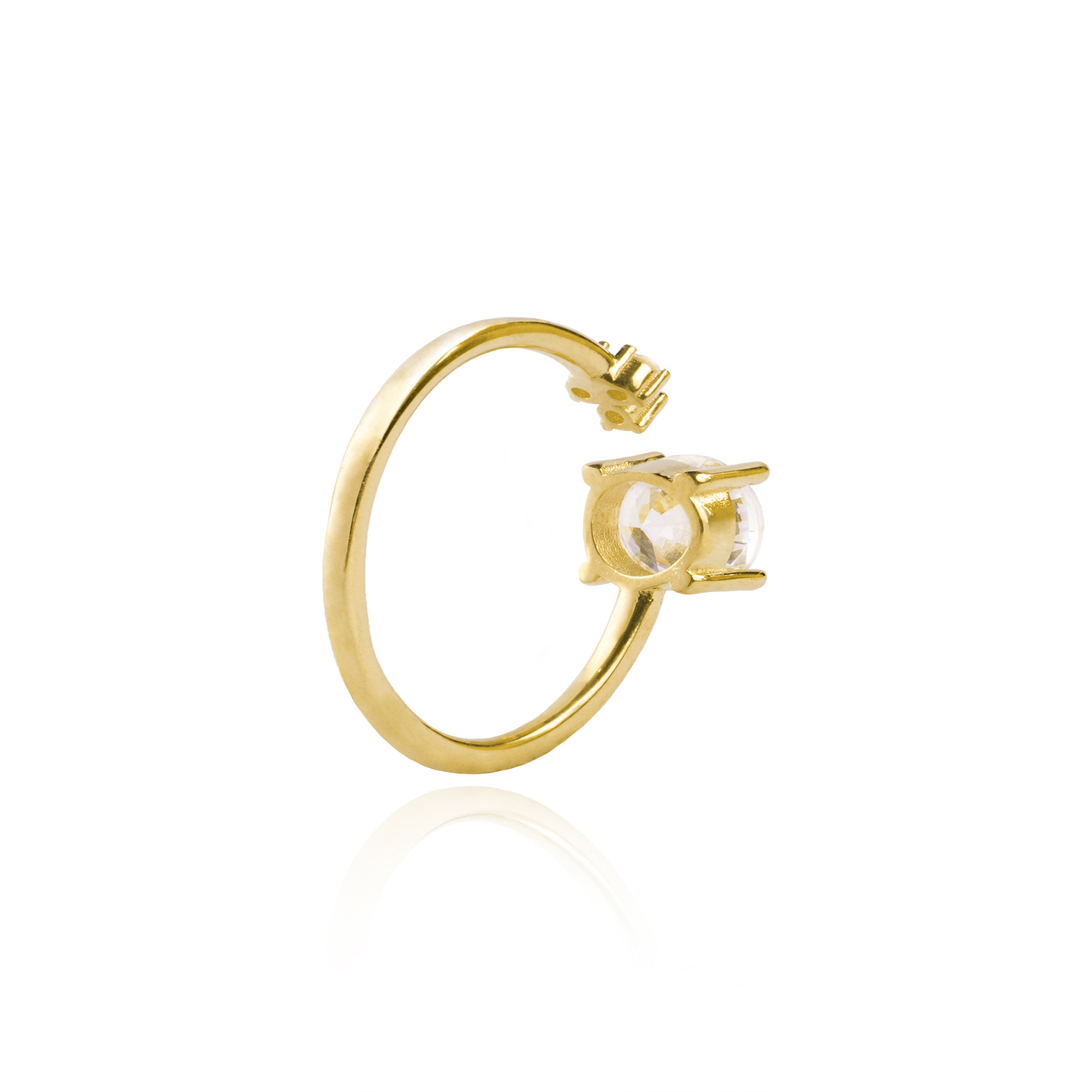 Anillo Oro Amarillo 18kt Abierto y Circonita 6mm 2