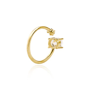 Anillo Oro Amarillo 18kt Abierto y Circonita 6mm