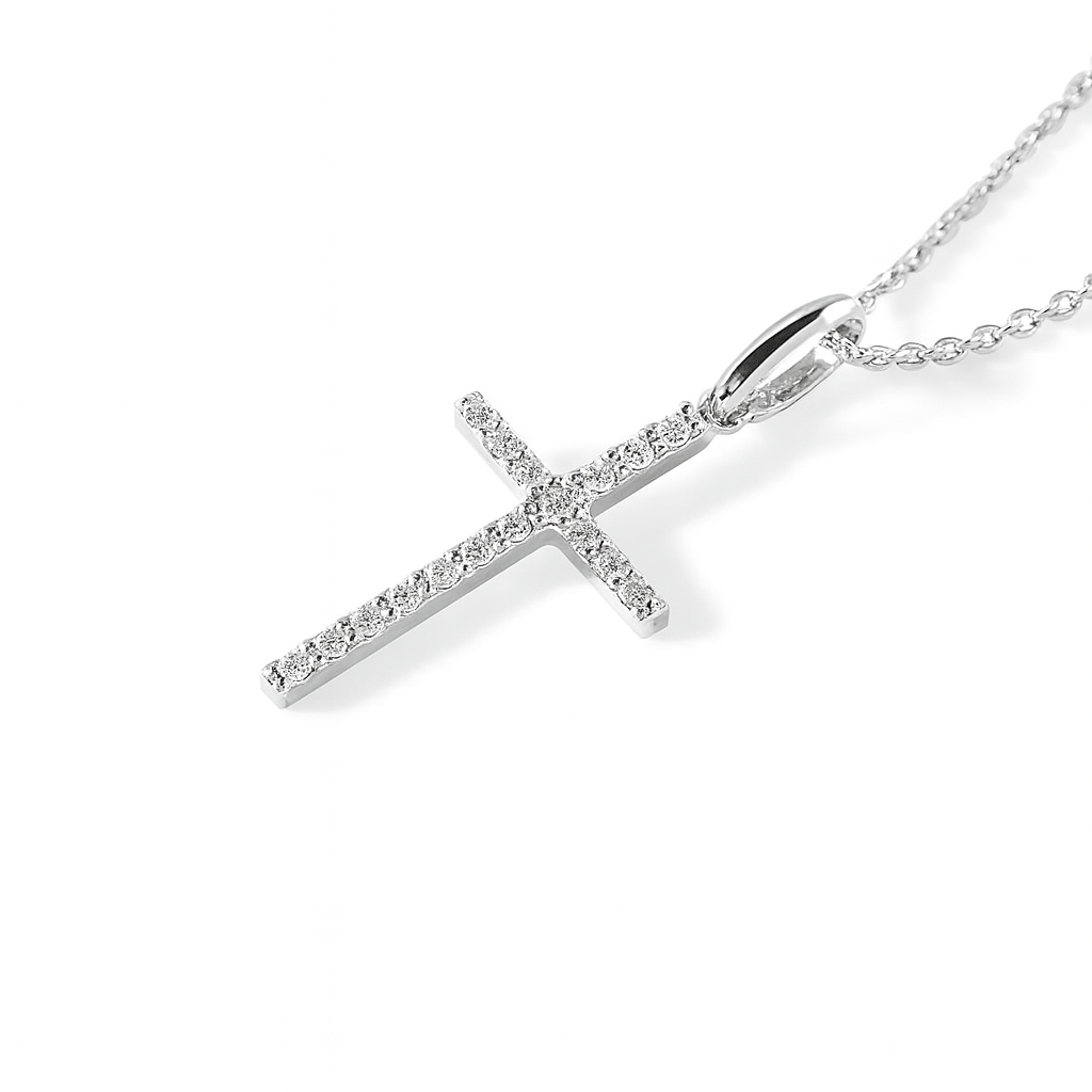 Collar de Oro Blanco 18kt Diamantes Pts Corte Brillante 30148 2