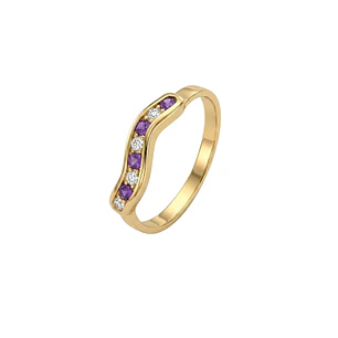 Anillo Oro Miel 18kt Brisa con Amatistas y Circonitas
